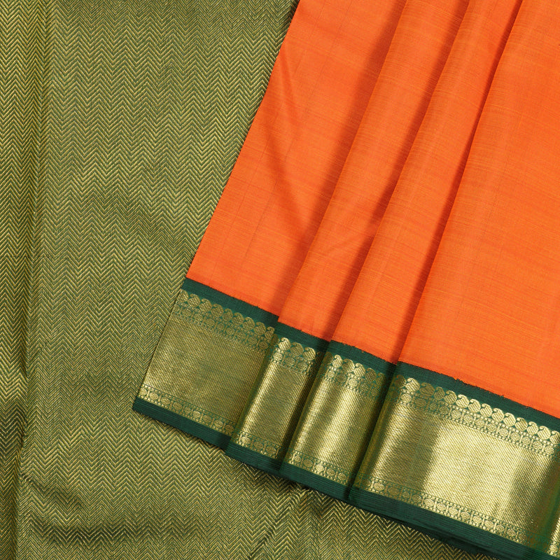 Hayagrivas Handloom Kanjivaram Silk Saree in Vibrant Orange KBD1538A2-6
