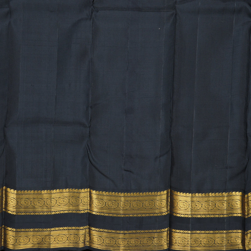Hayagrivas Yellow Handloom Kanjivaram Silk Saree with Black Border with KBD1538A6-3