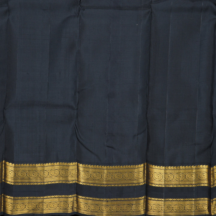 Hayagrivas Yellow Handloom Kanjivaram Silk Saree with Black Border with KBD1538A6-3