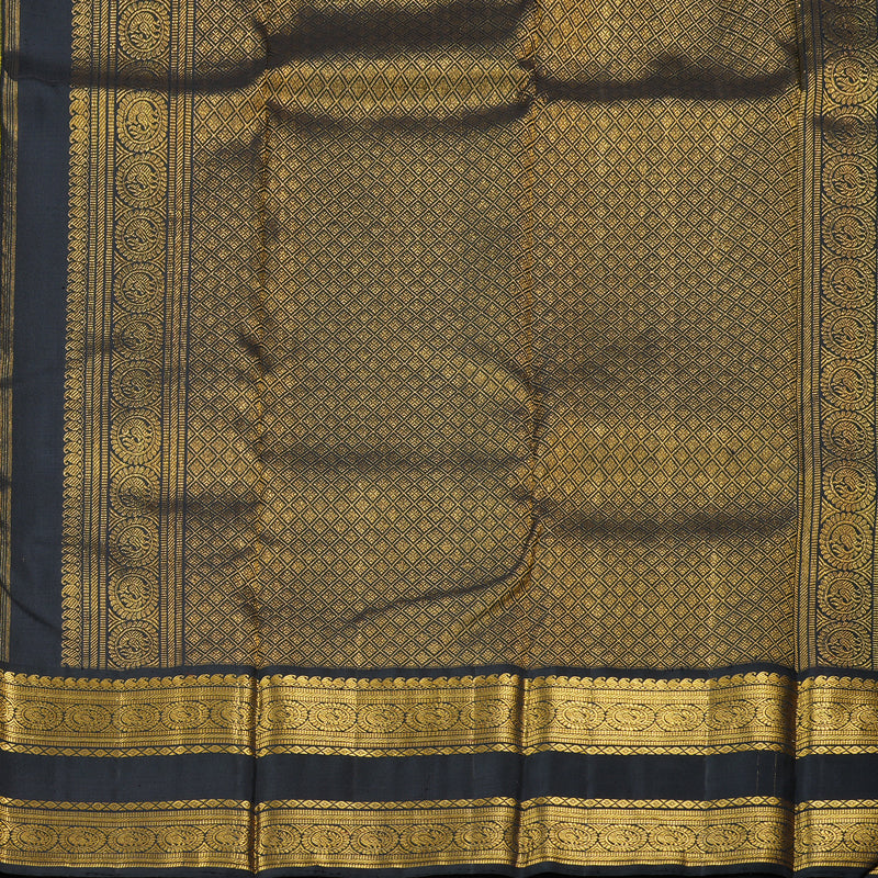 Hayagrivas Yellow Handloom Kanjivaram Silk Saree with Black Border with KBD1538A6-3