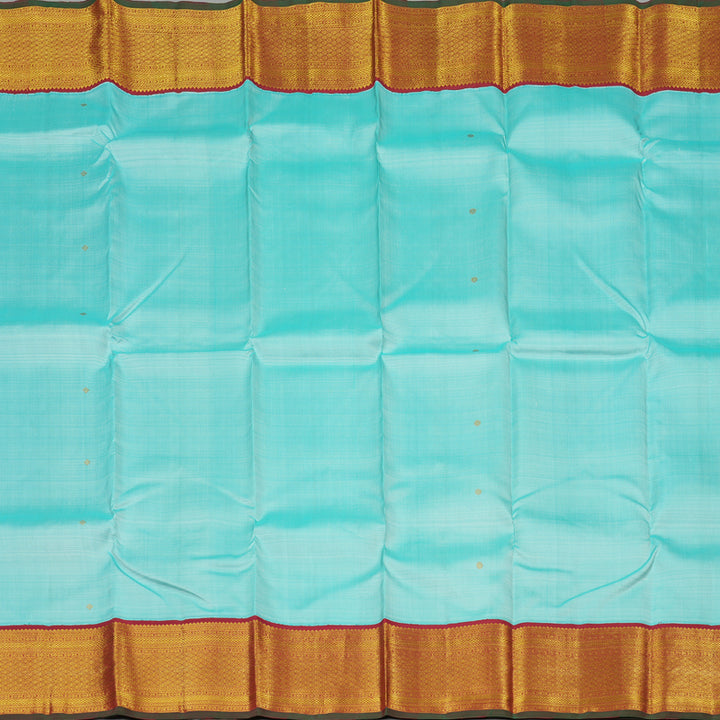 Hayagrivas Sea Blue Handloom Kanjivaram Silk Saree with Maroon Border KBD1538A7-19