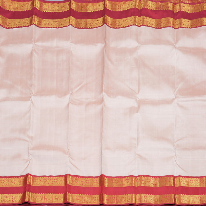 Hayagrivas Baby Pink Handloom Kanjivaram Silk Saree with Maroon Red Border KBD1539A1-1