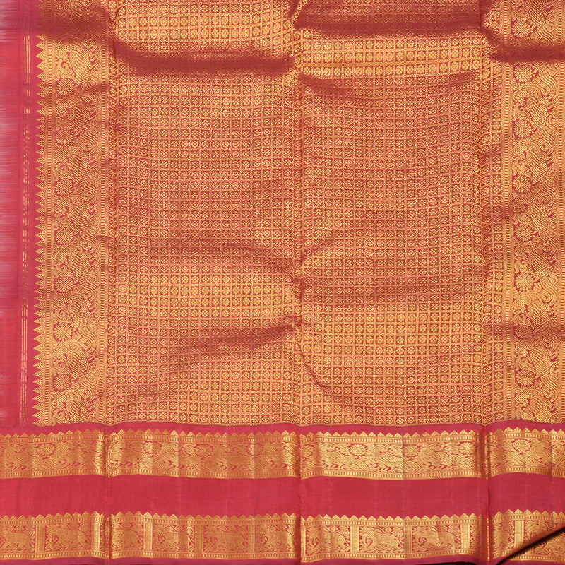 Hayagrivas Baby Pink Handloom Kanjivaram Silk Saree with Maroon Red Border KBD1539A1-1