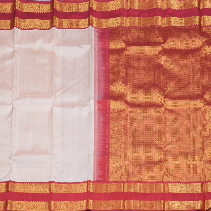Hayagrivas Baby Pink Handloom Kanjivaram Silk Saree with Maroon Red Border KBD1539A1-1