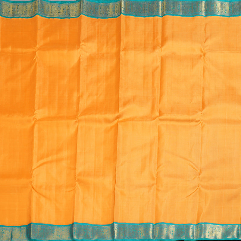 Hayagrivas Mango Yellow Handloom Kanjivaram Silk Saree with Rama Blue Border KBD1539A2-3