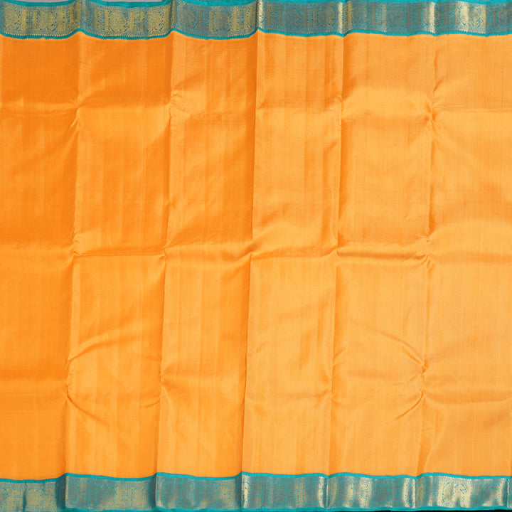 Hayagrivas Mango Yellow Handloom Kanjivaram Silk Saree with Rama Blue Border KBD1539A2-3