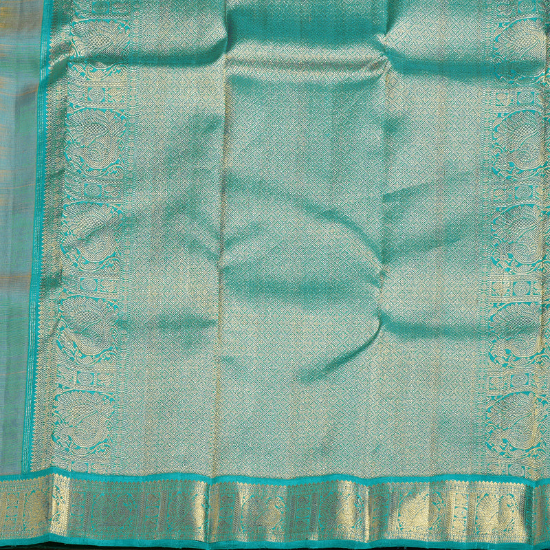 Hayagrivas Mango Yellow Handloom Kanjivaram Silk Saree with Rama Blue Border KBD1539A2-3