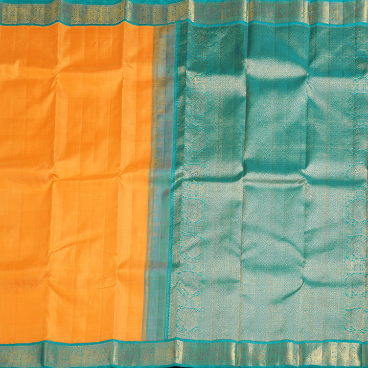 Hayagrivas Mango Yellow Handloom Kanjivaram Silk Saree with Rama Blue Border KBD1539A2-3
