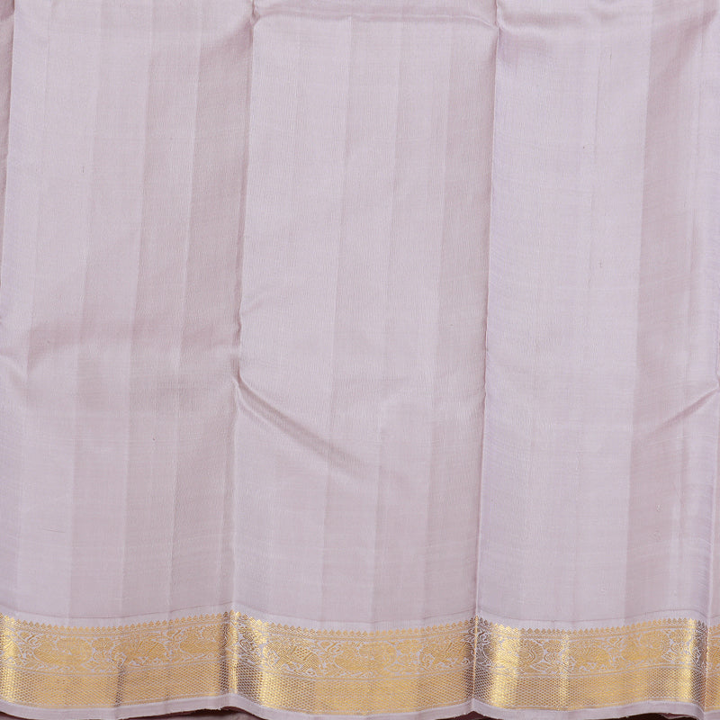 Hayagrivas Peach Orange Handloom Kanjivaram Silk Saree with Lilac Color Border-KBD1539A2-4