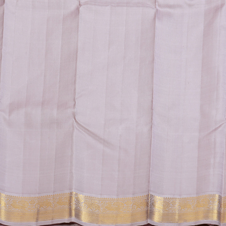 Hayagrivas Peach Orange Handloom Kanjivaram Silk Saree with Lilac Color Border-KBD1539A2-4