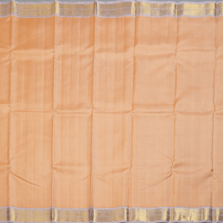 Hayagrivas Peach Orange Handloom Kanjivaram Silk Saree with Lilac Color Border-KBD1539A2-4