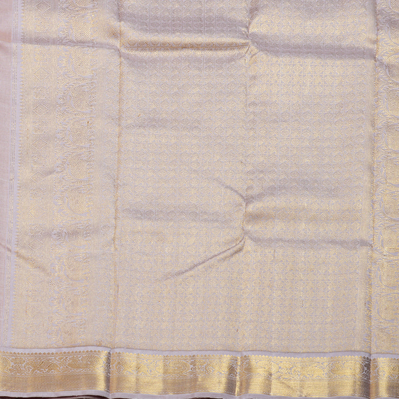 Hayagrivas Peach Orange Handloom Kanjivaram Silk Saree with Lilac Color Border-KBD1539A2-4