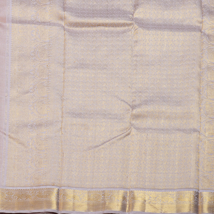 Hayagrivas Peach Orange Handloom Kanjivaram Silk Saree with Lilac Color Border-KBD1539A2-4