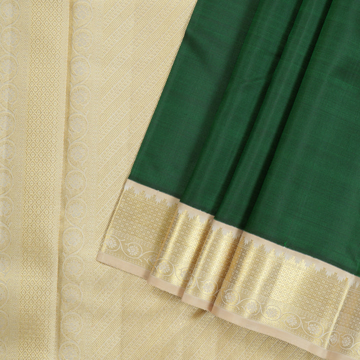 Hayagrivas Handloom Kanjivaram Silk Saree in Lush Bottle Green KBD1542A1-1