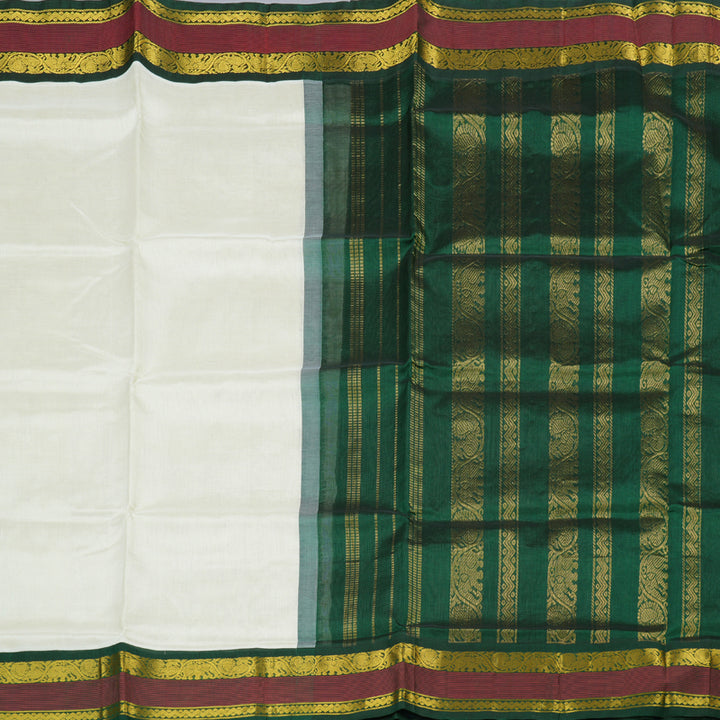 Hayagrivas Handloom Korvai Silk Cotton Saree in Serene Half White KBD1544A1-5