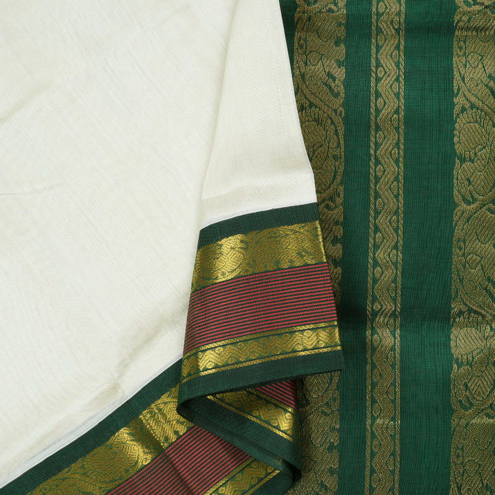 Hayagrivas Handloom Korvai Silk Cotton Saree in Serene Half White KBD1544A1-5