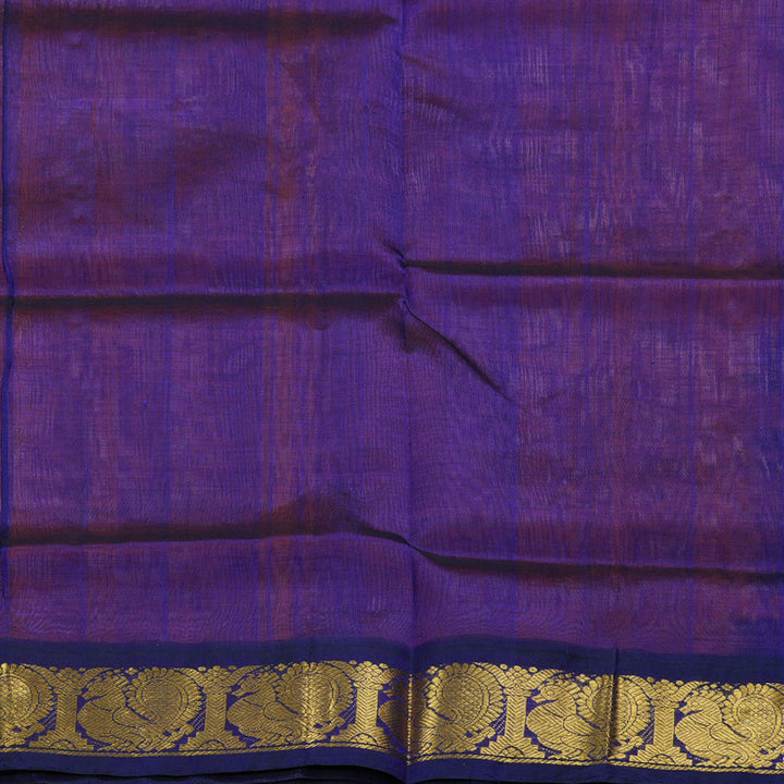 Hayagrivas Handloom Peach With Blue Border Silk Cotton Saree KBD1544A6-7