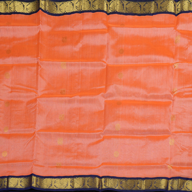 Hayagrivas Handloom Peach With Blue Border Silk Cotton Saree KBD1544A6-7