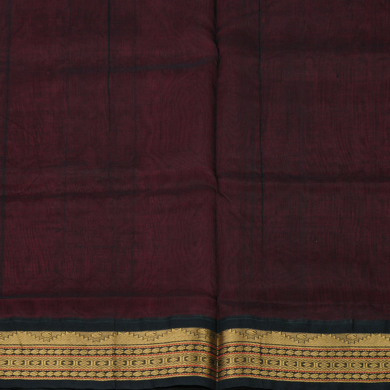 Hayagrivas Handloom Crimason Red Pure Silk Cotton Saree with Black Border KBD1545A5-5