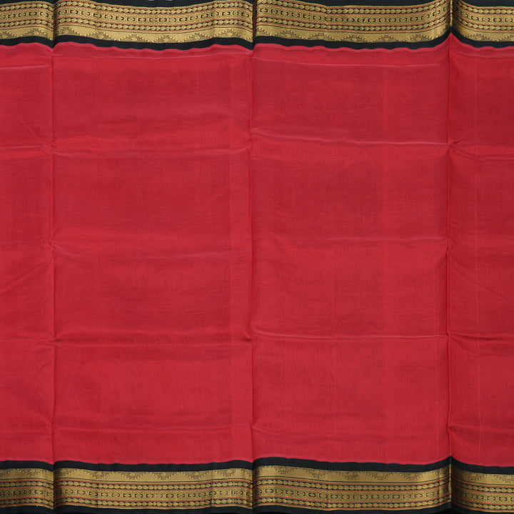 Hayagrivas Handloom Crimason Red Pure Silk Cotton Saree with Black Border KBD1545A5-5
