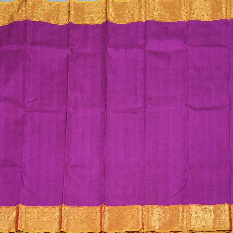 Hayagrivas Regal Purple Handloom Kanjivaram Silk Saree with Honey Mustard Border KBD1546A3-1