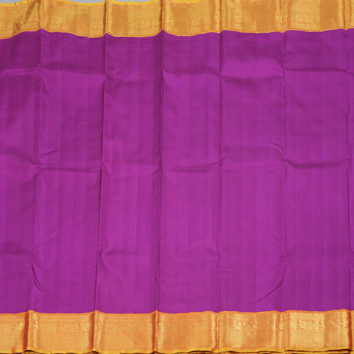 Hayagrivas Regal Purple Handloom Kanjivaram Silk Saree with Honey Mustard Border KBD1546A3-1