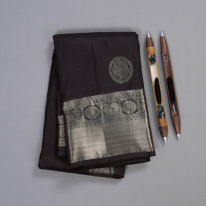 Hayagrivas Dark Brown Handloom Kanjivaram Silk Saree KBD1548A1-2
