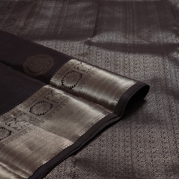Hayagrivas Dark Brown Handloom Kanjivaram Silk Saree KBD1548A1-2