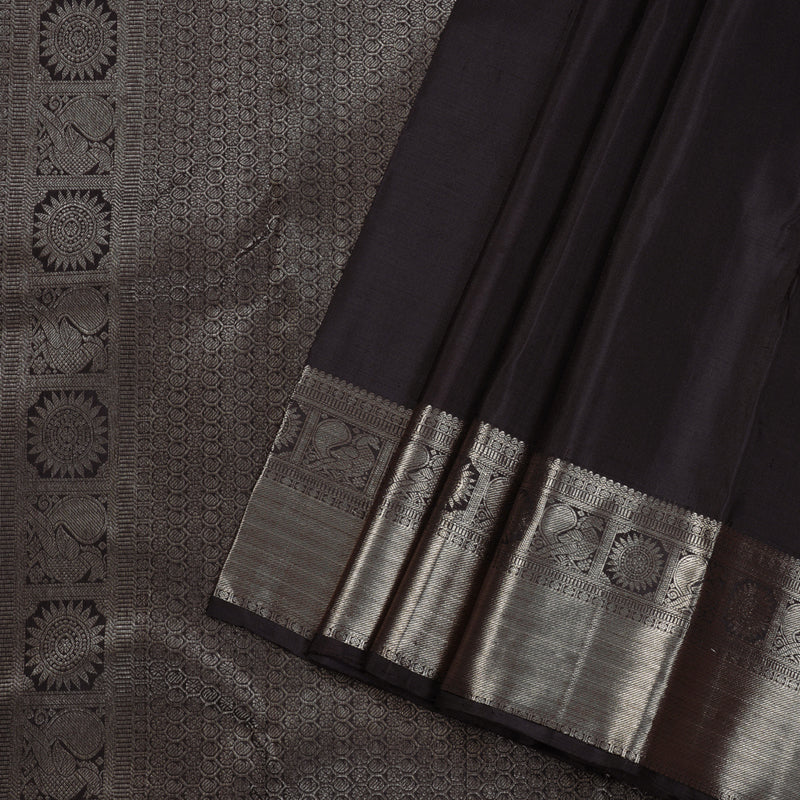 Hayagrivas Dark Brown Handloom Kanjivaram Silk Saree KBD1548A1-2