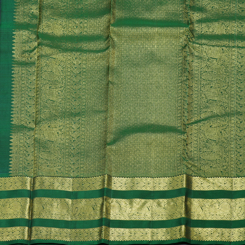 Hayagrivas Plum Purple Handloom Kanjivaram Silk Saree with Dark Green Border KBD1548A12-1