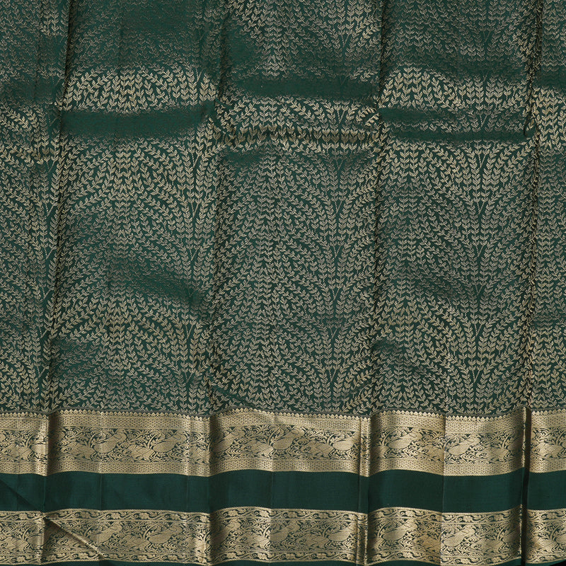 Hayagrivas Burnt Orange Handloom Kanjivaram Silk Saree with Bottle Green Border KBD1548A12-2