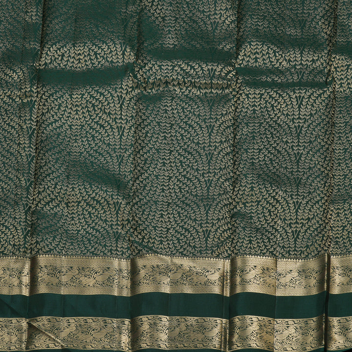 Hayagrivas Burnt Orange Handloom Kanjivaram Silk Saree with Bottle Green Border KBD1548A12-2
