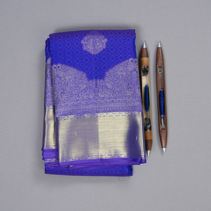 Hayagrivas Blue Handloom Kanjivaram Silk Saree KBD1548A17-4