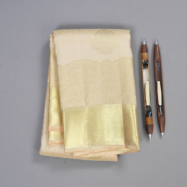 Hayagrivas Sandal Beige Handloom Kanjivaram Silk Saree KBD1548A17-5
