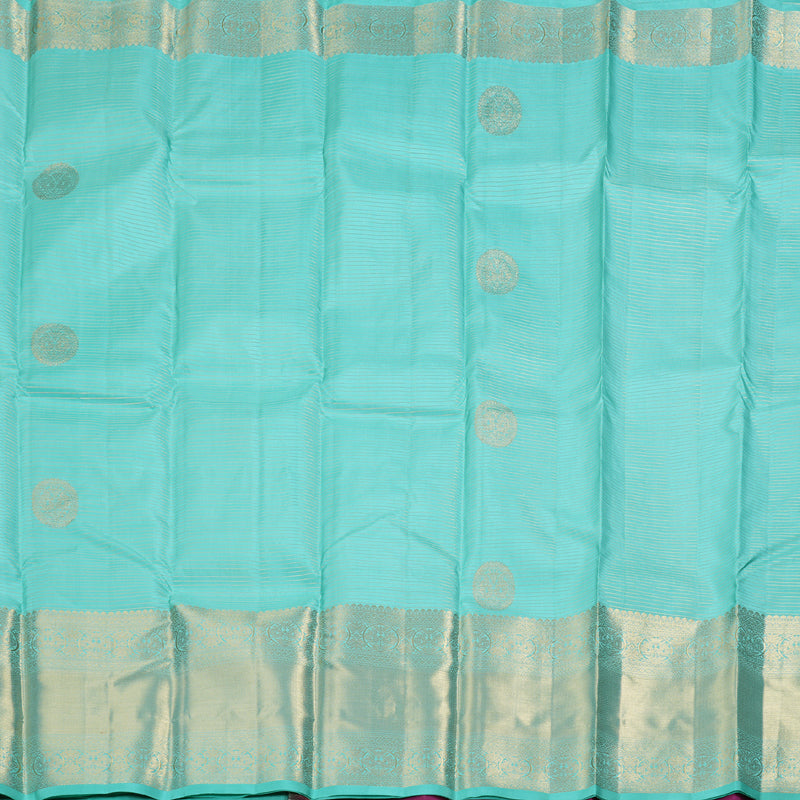 Hayagrivas Mild Teal Blue Handloom Kanjivaram Silk Saree KBD1548A4-1