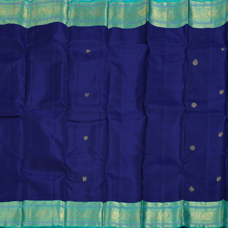 Hayagrivas Blue Handloom Kanjivaram Silk Saree with Sea Blue Border KBD1548A5-1
