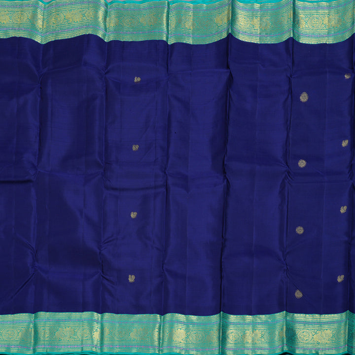 Hayagrivas Blue Handloom Kanjivaram Silk Saree with Sea Blue Border KBD1548A5-1