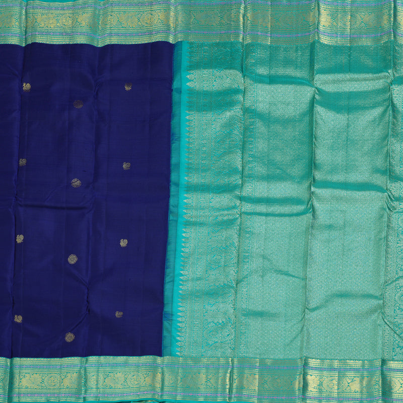 Hayagrivas Blue Handloom Kanjivaram Silk Saree with Sea Blue Border KBD1548A5-1