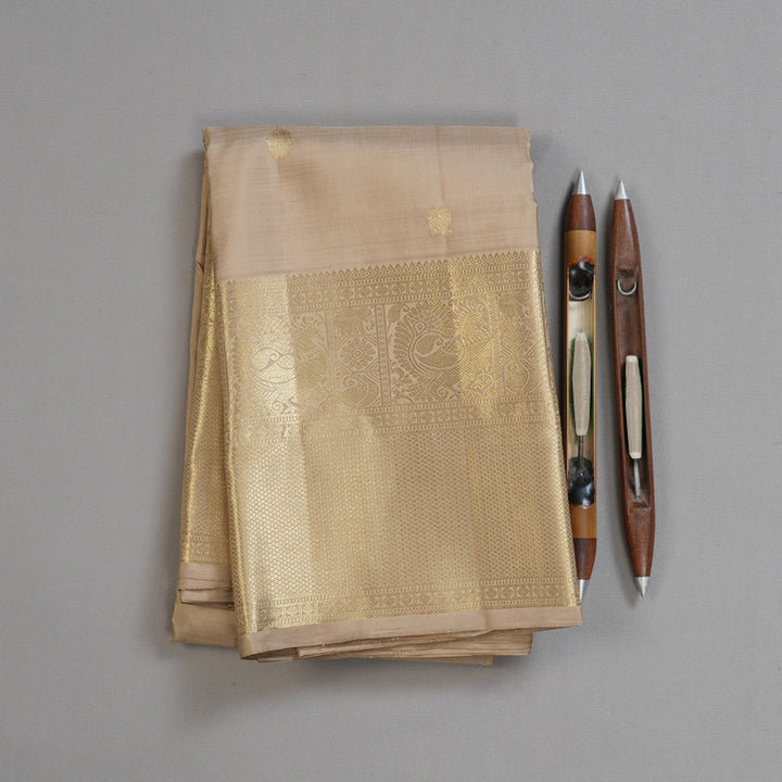 Hayagrivas Sandal Beige Handloom Kanjivaram Silk Saree KBD1548A6-1