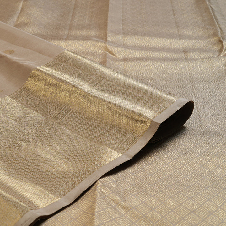 Hayagrivas Sandal Beige Handloom Kanjivaram Silk Saree KBD1548A6-1