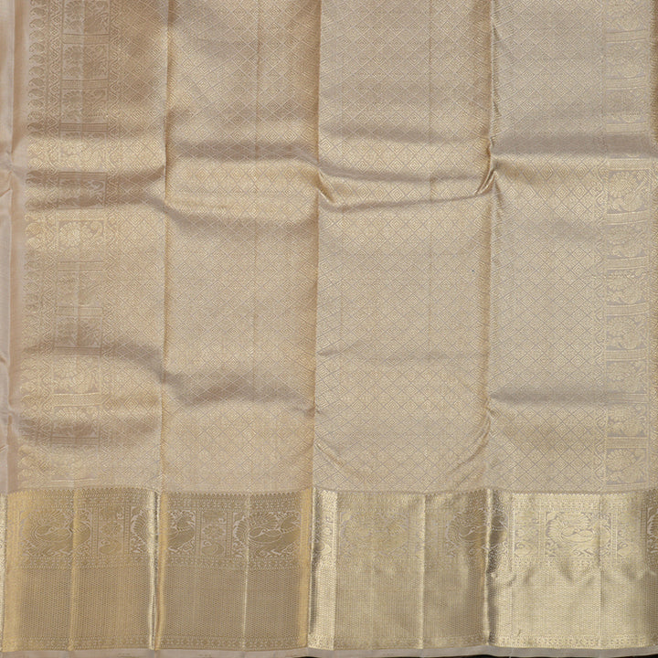 Hayagrivas Sandal Beige Handloom Kanjivaram Silk Saree KBD1548A6-1