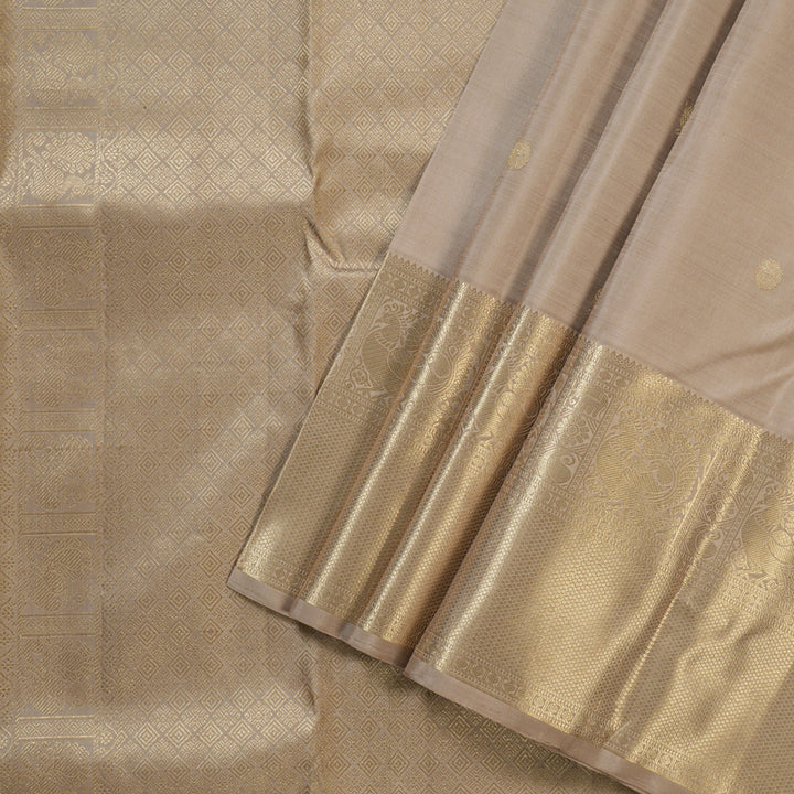 Hayagrivas Sandal Beige Handloom Kanjivaram Silk Saree KBD1548A6-1