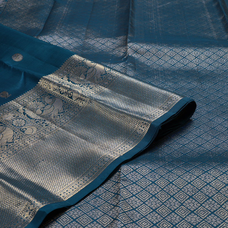 Hayagrivas Cobalt Blue Handloom Kanjivaram Silk Saree KBD1548A6-5