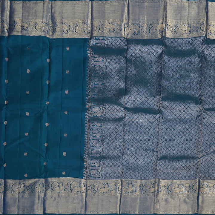 Hayagrivas Cobalt Blue Handloom Kanjivaram Silk Saree KBD1548A6-5