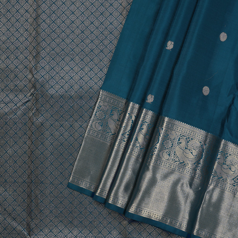 Hayagrivas Cobalt Blue Handloom Kanjivaram Silk Saree KBD1548A6-5