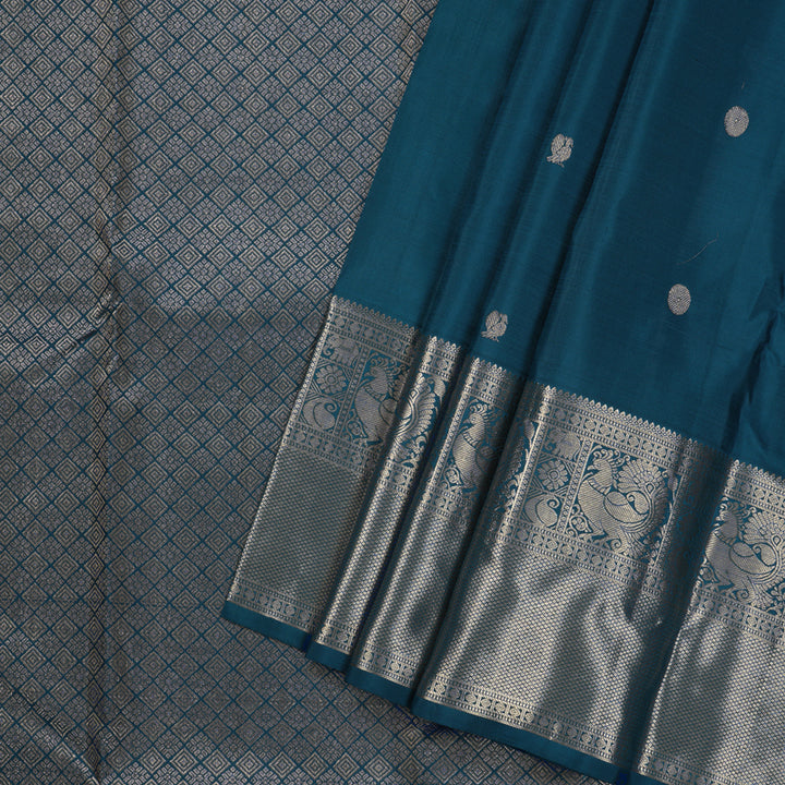 Hayagrivas Cobalt Blue Handloom Kanjivaram Silk Saree KBD1548A6-5