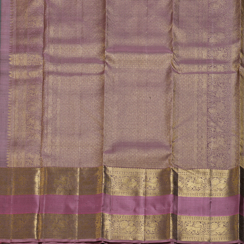 Hayagrivas Gorgeous Bottle Green Handloom Kanjivaram Silk Saree with Rosewood Pink Border KBD1548A8-1
