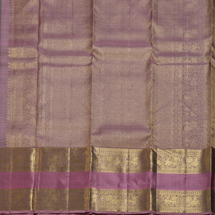Hayagrivas Gorgeous Bottle Green Handloom Kanjivaram Silk Saree with Rosewood Pink Border KBD1548A8-1