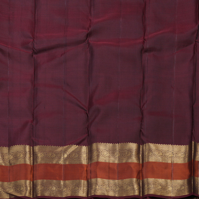Hayagrivas Honey Mustard Handloom Kanjivaram Silk Saree with Wine Maroon Border KBD1549A10-1