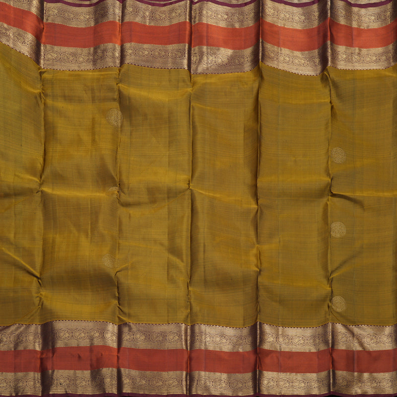 Hayagrivas Honey Mustard Handloom Kanjivaram Silk Saree with Wine Maroon Border KBD1549A10-1